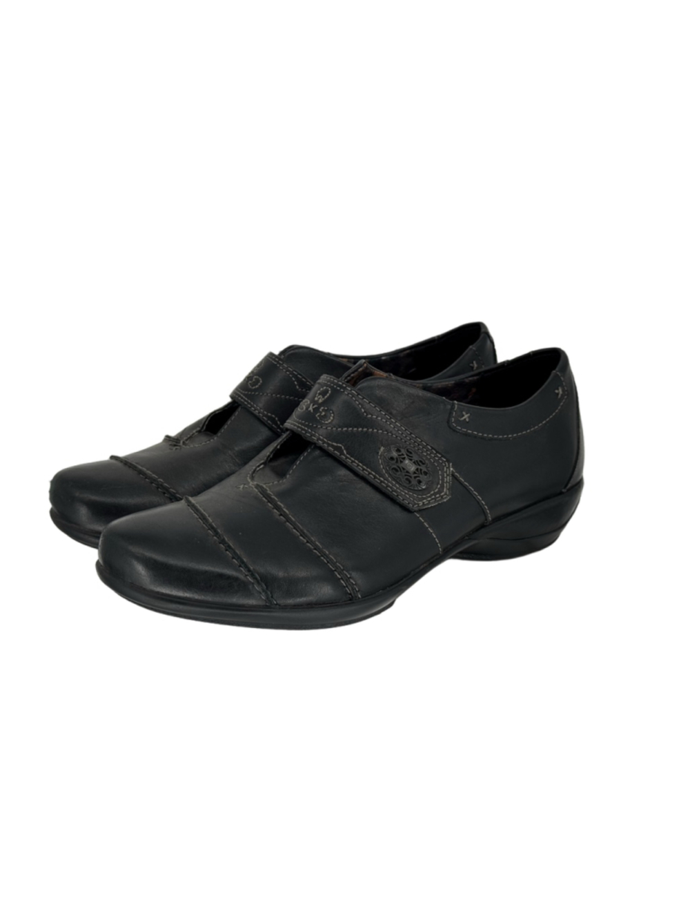Women's Aetrex Black Leather Comfort Flats size 9 W